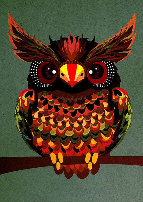 colorful owl illustr...