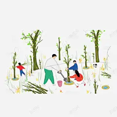 植树节栽树活动插画 环保 种树 绿化 绿植 自然风景 配图 元素 免抠png 设计图片 免费下载 页面网页 平面电商 创意素材