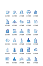 蓝色渐变线条房子建筑矢量icon