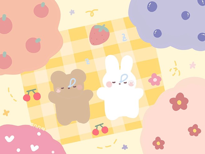 可爱插画ipad壁纸    cr.菜几几...