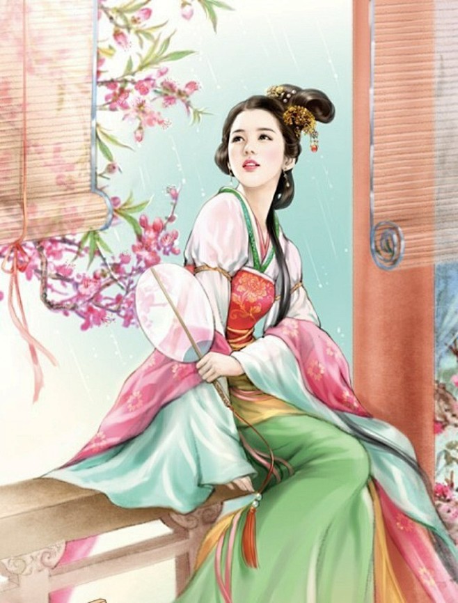 手绘古代美女