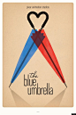 《蓝雨伞之恋》设计师将两个雨伞交叉叠放在一起，蓝红色色彩交叠诠释着爱的喜悦和依恋。