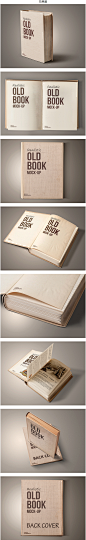 硬壳旧书籍智能贴图 画册精装书籍设计效果图展示样机 PSD设计