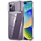 Simtect Designed for iPhone 14 Pro Case with Sliding Camera Cover, Shockproof & Military-Grade Protective Silicone Phone Case for iPhone 14 Pro 6.1 inch - Clear