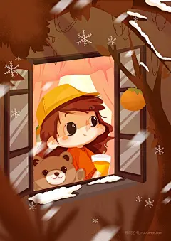 手绘插画170386_小雪二十四节气手绘插画
