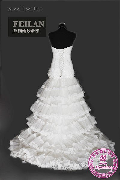 菲澜时尚拼接主题婚纱礼服 绸缎和白纱完美...