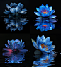 suyunkai_Blue_lotus_flower_on_the_water_surface_with_a_reflecti_5