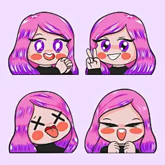 可爱的女孩表情包矢量图设计素材
