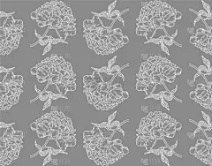 牡丹,四方连续纹样,灰色背景,华丽的,灰色,壁纸,植物群,春天,装饰物,花