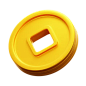 Chinese Gold Coin  3D Icon