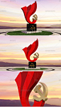 广场艺术党建雕塑红色党旗中国梦红旗设计