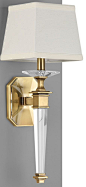 solid crystal sconce with antiqued brass details; wall lighting ideas; crystal lighting;  #sconces: 