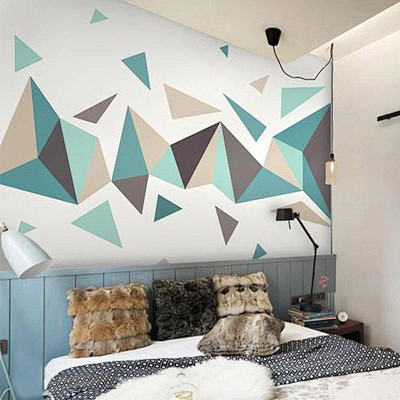 简约北欧抽象几何图形墙纸客厅卧室电视背景...