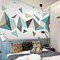 简约北欧抽象几何图形墙纸客厅卧室电视背景墙壁纸无纺布定制壁画-淘宝网