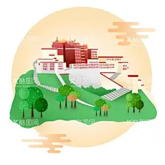 彩色卡通手绘城市地标  - 源文件下载【酷图网】西藏地标,布达拉宫,城市插画,地标插画,地标建筑插画,建筑手绘插画,城市建筑插画,卡通建筑插画,手绘建筑插画,彩色插画,城市素材,地标建筑素材,建筑卡通素材,建筑手绘素材,城市建筑素材