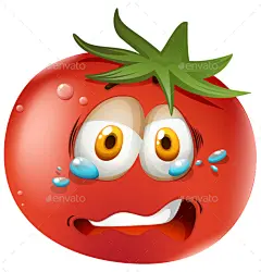 哭番茄——食物对象Crying Tomato - Food Objects卡通、人物、脸、食品、水果、自然,红色,伤心,流泪,番茄,蔬菜 cartoon, character, face, food, fruit, nature, red, sad, tears, tomato, vegetable