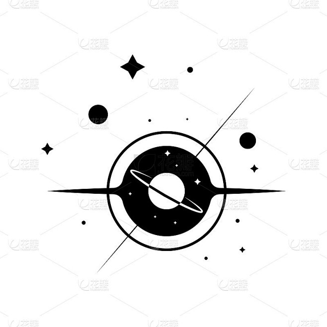 矢量标志，上面是太空中黑洞的抽象图像。