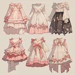 连衣裙｜oc穿搭洛丽塔服设手帐插画素材40弹