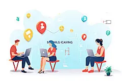 社交软件互联网企业文化扁平风插画