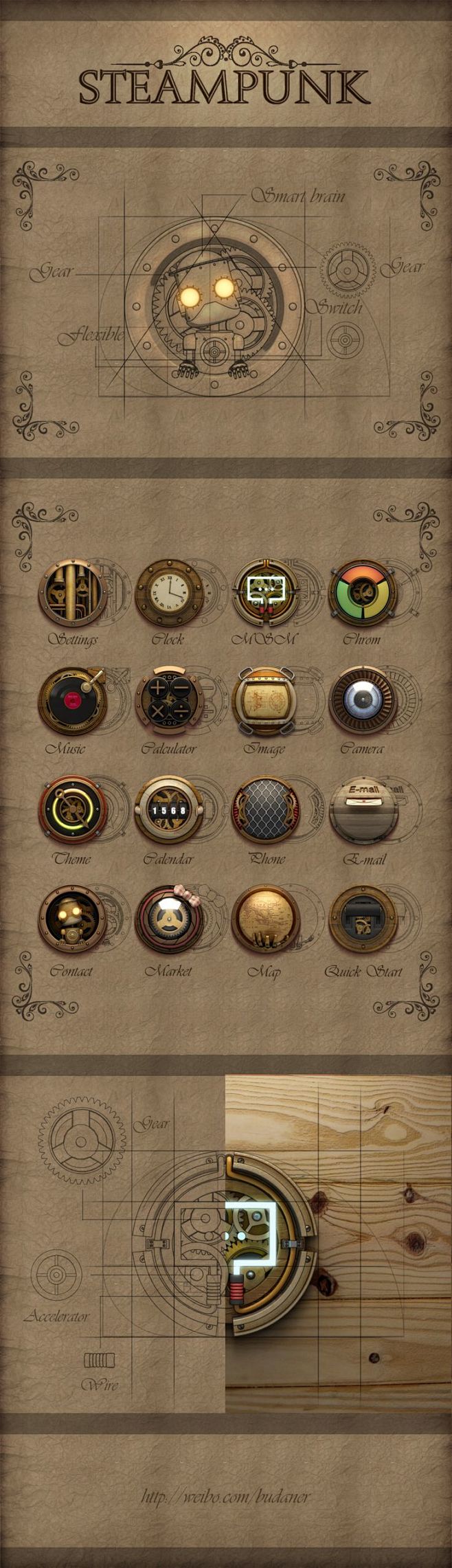 Steampunk ikon set b...