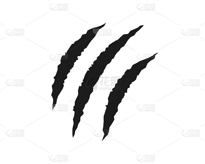 爪子划痕图标符号。爪牌logo纹理。矢量插图形象。孤立在白色背景上。素材-花瓣网