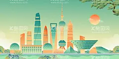 上海地标  - 源文件下载【酷图网】上海建筑,外滩,上海老建筑,上海建筑元素,上海插画,东方明珠,上海适量建筑