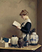 威廉·麦格雷戈·帕克斯顿众议院女佣1910 |艺术������ #油画#