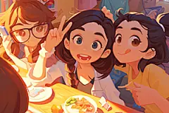 夏日聚会漫画风高清插画