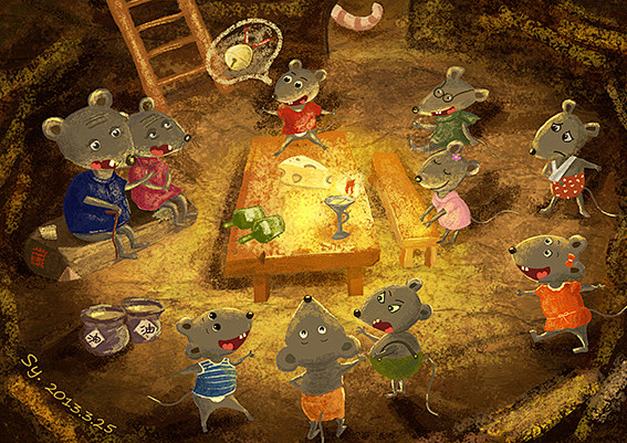 经典故事老鼠开会echi插画中国插画网