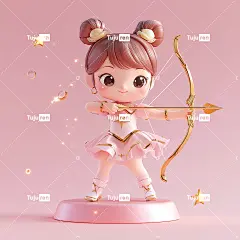 超级可爱女孩ip，手拿弓箭，星座主题，射手座海报