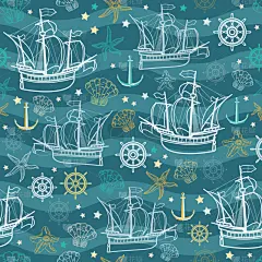 海洋,有帆船,式样,白色,帆,纺织品,图像,重复,航海,装饰