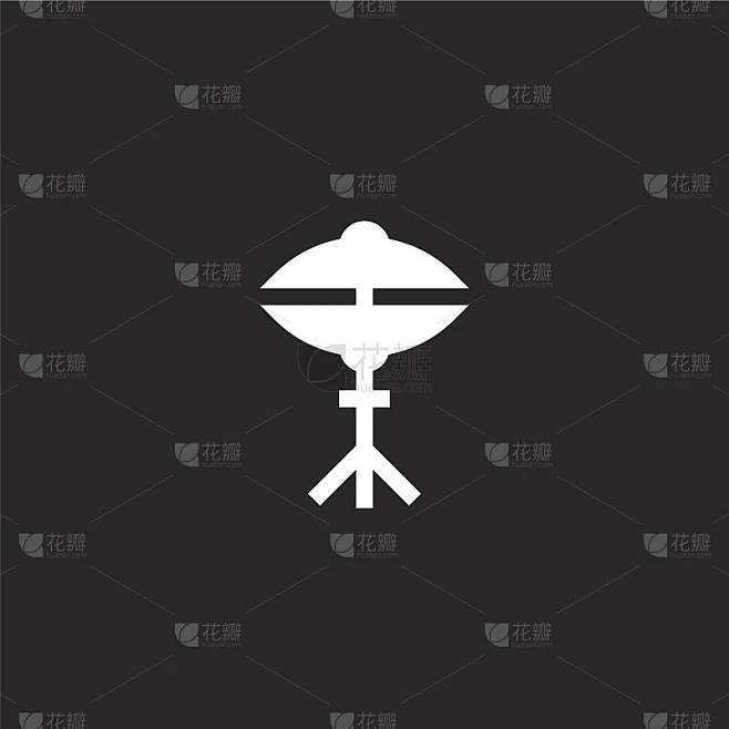 钹图标。充满钹图标的网站设计和移动，应用程序开发。钹的图标从充满音乐节收集孤立的黑色背景。素材-花瓣网
