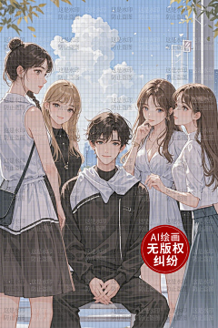 AI版权图库采集到【原创】AI多人 群像 后宫