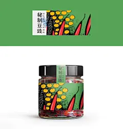 秘制豆豉贵州特产插画手绘大豆辣椒食品包装-古田路9号-品牌创意/版权保护平台