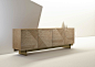 laurameroni tatami low sideboard with wooden geometrical decoration for luxury interior design and decor