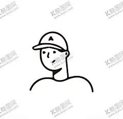 戴帽子男孩 【酷图网】卡通人物,简笔画,卡通漫画,人物形象,黑白线条,矢量图