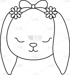 可爱的,小的,兔子,动物头,分离着色,华丽的,愉悦,淋浴,爱,设计