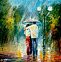 Leonid Afremov 油画系列 伞下的你我