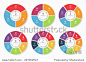 Vector infographic circle set. Templates for cycling diagram, graph, round chart, workflow layout, number options, web design. Business concept with 3, 4, 5, 6, 7, 8 steps, parts, options