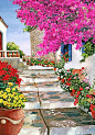 希腊风景插画Pantelis Zografos…_来自庭院设计师的图片分享-堆糖网