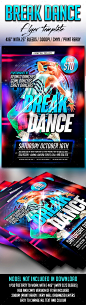 Break Dance Flyer Template海报广告设计素材模板源文件-淘宝网