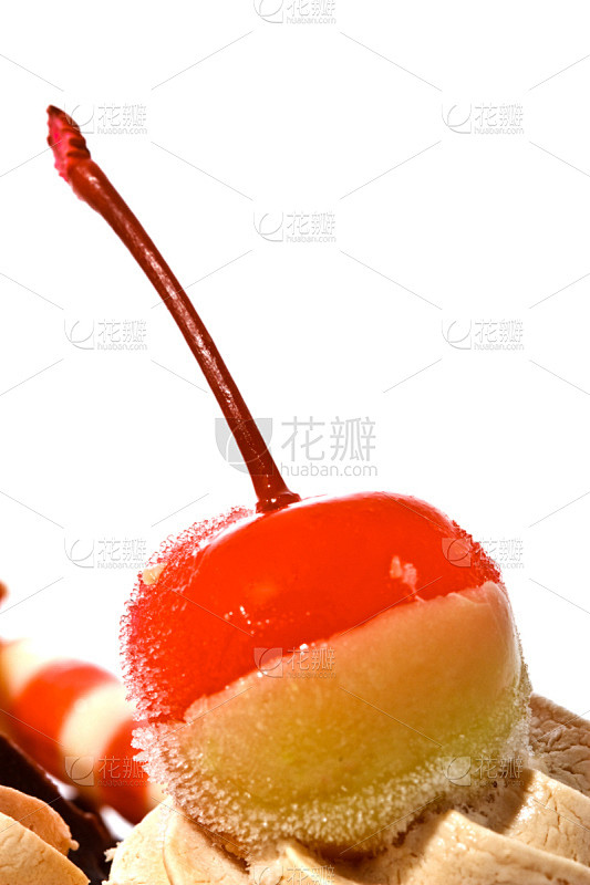 樱桃,在上面,冰淇淋派,垂直画幅,水果,...