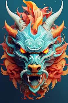 AI数字艺术龙年卡通中国龙插画元素-众图网