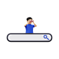 Search Bar With A Man Carrying Binoculars 3D Illustration