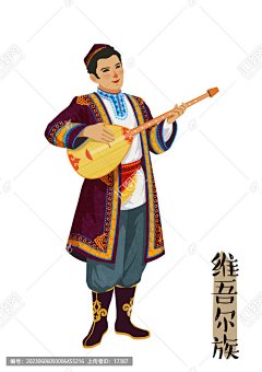 维吾尔族维吾尔插画手绘维吾尔族人物56个名族五十六民族少数民族民族人物民族团结展板民族大团结民族宣传手绘少数民族插画民族服饰民族文化