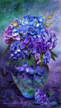 Carol Calvaris blue / purple Hydrangea in a vase. Beautiful