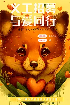 照顾流浪动物招募义工宣传海报