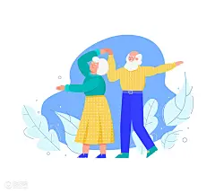 老年夫妻跳舞恩爱爷爷奶奶插画-插画-插画图形素材-酷图网