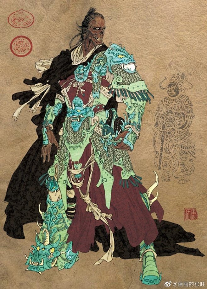 牛头、判官、马面、延嗣、刑天、狐仙、夜叉、大德、辟邪 作者：@画画的张旺