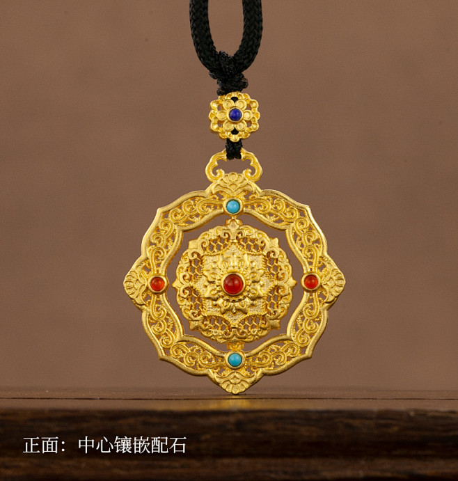 大家坛珠宝 古法花丝富贵兴盛吊坠多子多福...